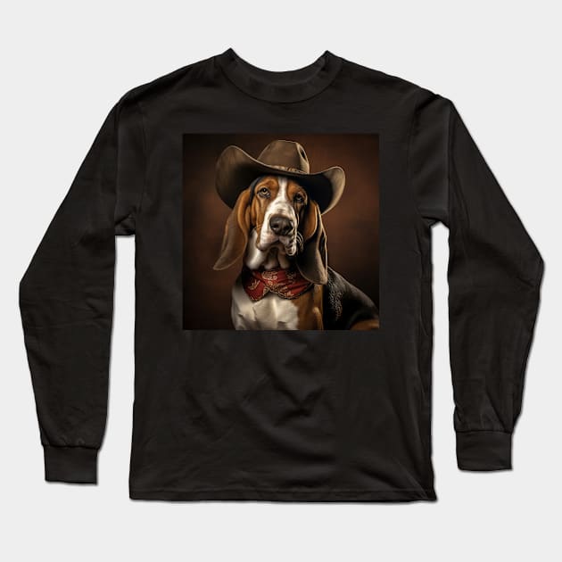 Cowboy Dog - Basset Hound Long Sleeve T-Shirt by Merchgard